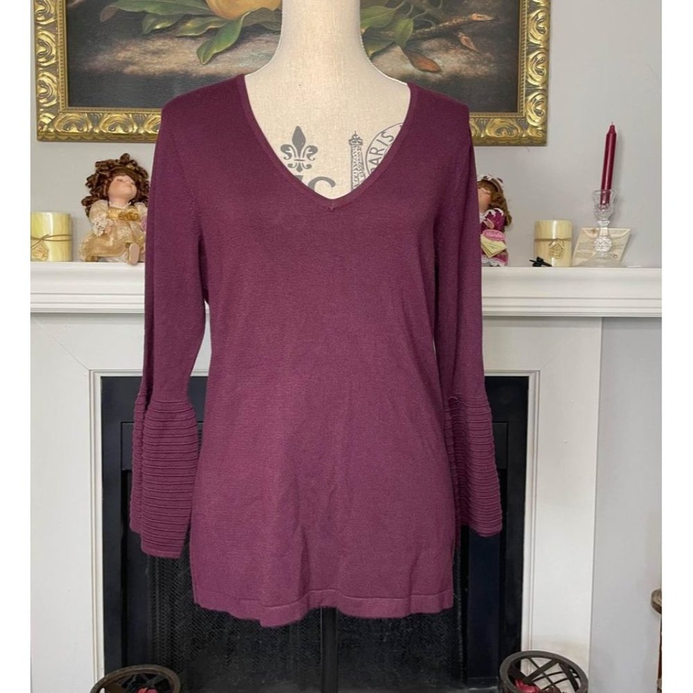 7th Avenue New York Company Women’s NY&C Flared Sleeve Top Blouse Size Large